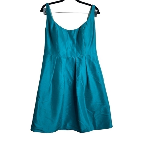 Jenny Yoo Teal Blue Fit & Flare Dress Size 10 | Formal Sleeveless Mini with Boni - Picture 3 of 9
